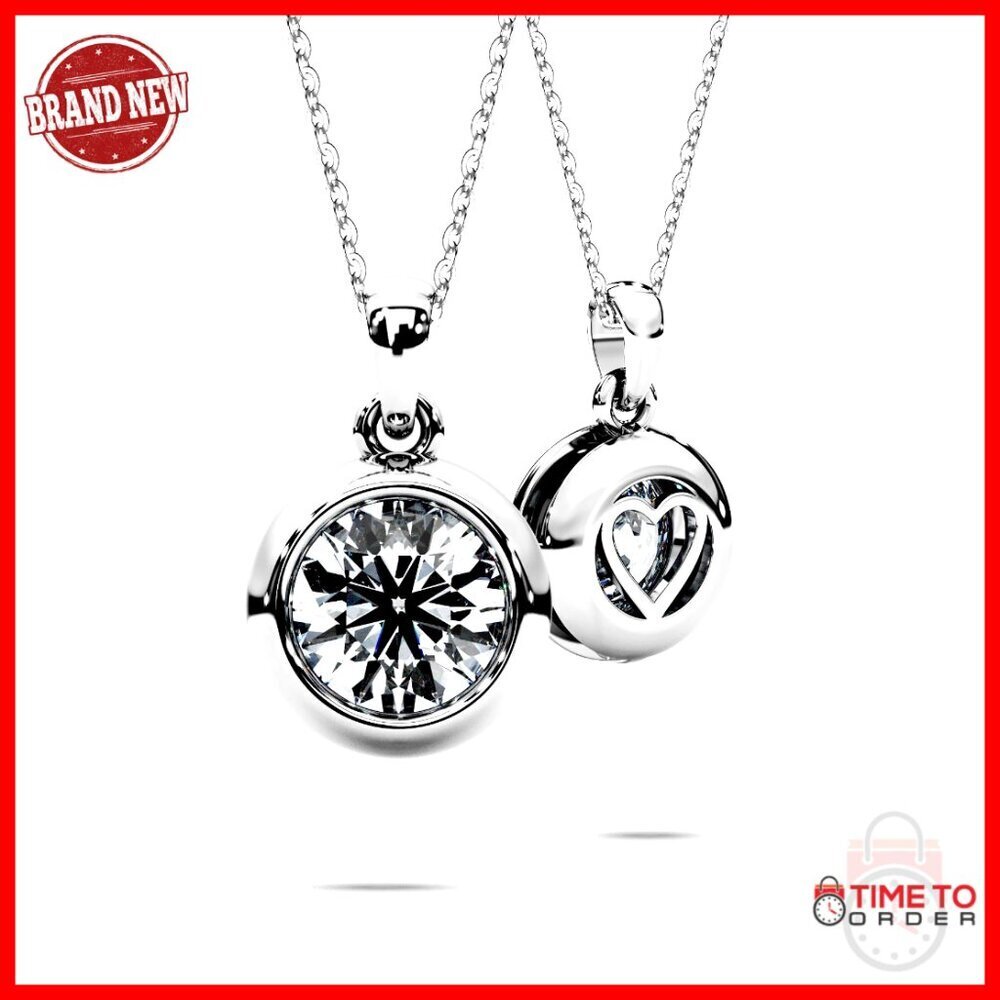 4 Carat Moissanite Solitaire Bezel Pendant Necklace Sterling Silver